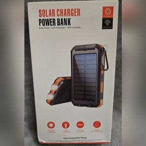 Portable Solar Charger Power Bank with LED Flashlight